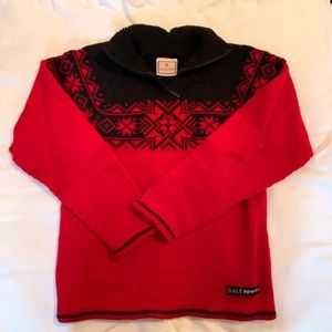 Dale of Norway red and black sweater in size small.